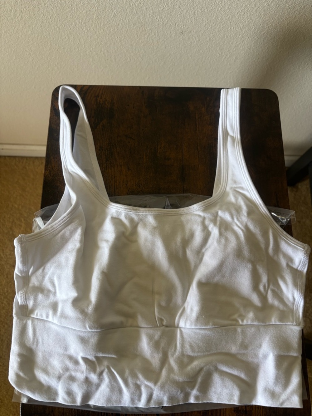 White Scoop Neck Crop Tank Top